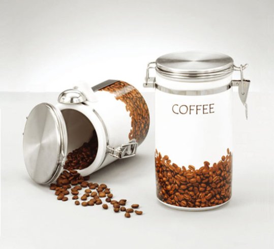 Stoneware Coffee Canister, round, for coffee