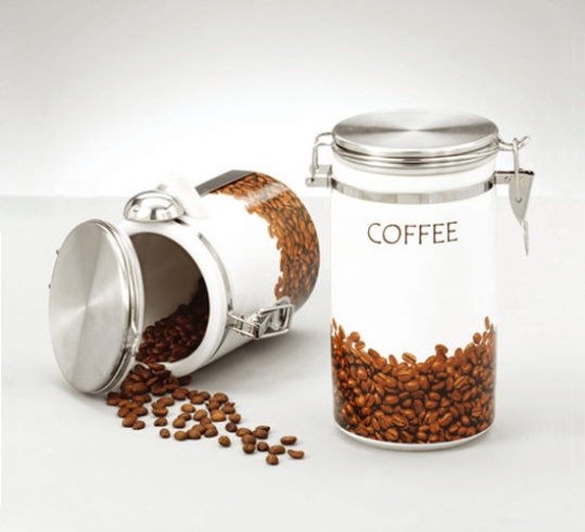 Stoneware Coffee Canister, round, for coffee