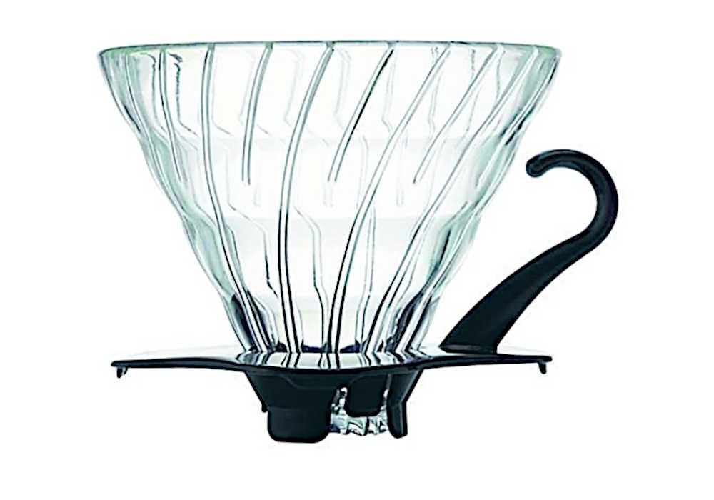 Hario V60 Glass Dripper Vdg 02b With Black Stand Handle
